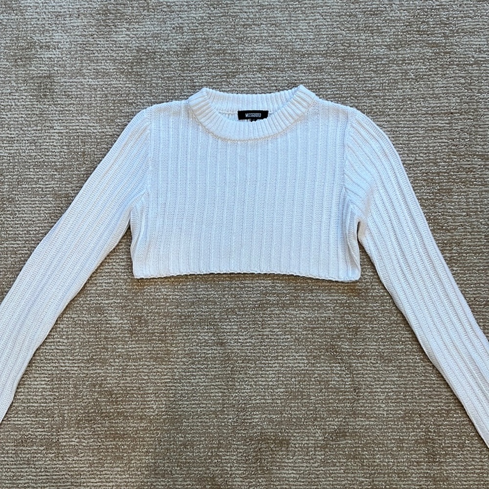 White Knit Cropped Top Size 12